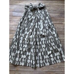 Whit Anthropologie Black White Gingham Check  Dress Strapless Bow size 2